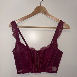 Victoria's Secret Burgundy Lace Bra Top Size L